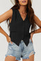 Solid Color Button Up V Neck Suit Vest